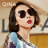 QINA亓那2019新款个性无框太阳镜女透色墨镜韩版潮QN7018 QN7018A60