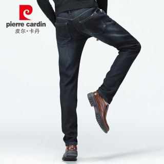 皮尔卡丹（pierre cardin）203781-0800 加绒牛仔裤男 加厚弹力舒适商务休闲时尚直筒男士牛仔长裤 35码