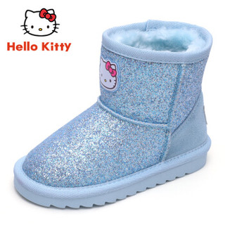 HELLOKITTY 童鞋女童雪地靴 冬季新款儿童雪地靴加绒保暖宝宝棉靴 K8646801月色35