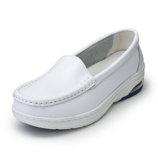NYI白色气垫妈妈鞋坡跟透气减震护士鞋舒适百搭孕妇鞋1606 白色 40