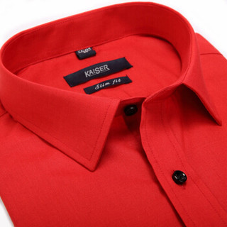 凯撒（KAISER）男士长袖衬衫 大红色本命年衬衫直筒商务休闲衬衣 红色 44