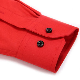 凯撒（KAISER）男士长袖衬衫 大红色本命年衬衫直筒商务休闲衬衣 红色 44