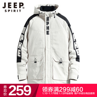 吉普 JEEP 棉衣男士冬季新款时尚连帽大口袋工装棉衣外套 DM991 卡其 M