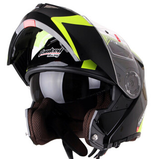 坦克（Tanked Racing）摩托车头盔电动电瓶车头盔双镜片揭面盔四季通用 T270 黑色 齿轮 XXL码