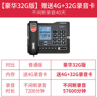 CHINOE 中诺 G025豪华32G版录音电话机 32G存储卡 HCD6238(28)TSDLB黑色