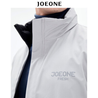 九牧王（JOEONE）男装 羽绒服冬季中青年男士时尚休闲鹅绒两面穿上衣外套JR195121T浅灰+黑185/108B[56]