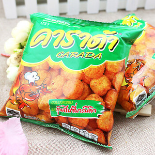 泰国进口 休闲零食 卡啦哒 Carada 香辣烧烤虾味米球（膨化食品) 量贩装 17g*12包
