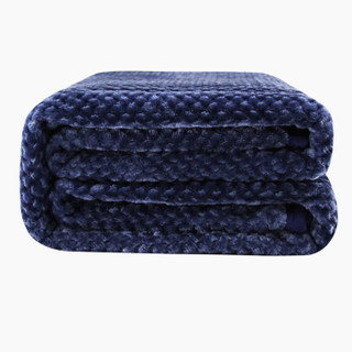 然牌 午睡毯空调毯毛巾被 珊瑚绒毛毯 午休毯 藏蓝色 150*200cm