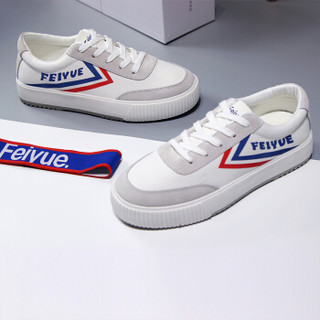 feiyue/大孚飞跃厚底女潮流帆布韩版松糕底休闲低帮小白鞋 FY-8118 白红蓝 38码