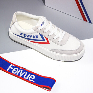 feiyue/大孚飞跃厚底女潮流帆布韩版松糕底休闲低帮小白鞋 FY-8118 白红蓝 38码