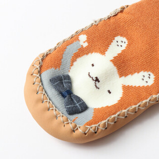 馨颂婴儿地板袜秋冬男宝宝学步鞋袜防滑毛圈袜子 深紫 M(6-12个月)