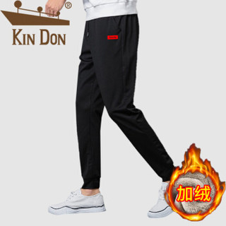 金盾（KIN DON）休闲裤 男2019冬季新款休闲百搭潮流加绒保暖长款束脚卫裤运动长裤219-032 S标 4XL