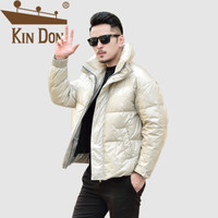 金盾（KIN DON）羽绒服 男2019冬季新款休闲百搭加厚保暖亮面立领外套 QT2009-Y118-2 杏色 M