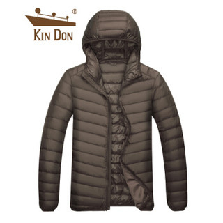 金盾 KIN DON 羽绒服男士 2019秋冬新款青年时尚连帽轻羽绒休闲修身简约保暖外套  JS-19QJ005 军绿 L