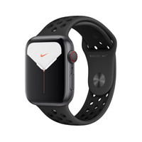 Apple Watch Series 5智能手表（Nike GPS+蜂窝款 44毫米 深空灰铝金属表壳 煤黑配黑色运动表带 MX3F2CH/A)