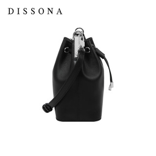 迪桑娜（DISSONA）女包欧美流苏抽绳水桶包 优雅精致包包时尚休闲单肩斜挎包81910105016000 黑色