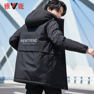 雅鹿 男士休闲羽绒服 2019冬季新款时尚帅气短款连帽保暖外套 YB67U0770 黑色 170/M