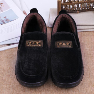维致 老北京布鞋加绒加厚 中老年爸爸鞋保暖防滑透气休闲棉鞋 WZ6004 黑色 39