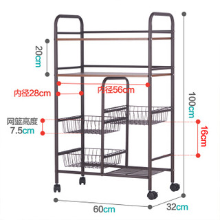 佳佰 厨房置物架 落地多层微波炉架子60*32*100cm厨房用品储物架收纳架水果蔬菜整理架子
