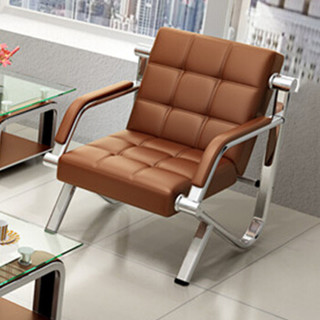佐盛办公沙发茶几组合现代简约钢架沙发接待沙发商务沙发咖啡色 单人位