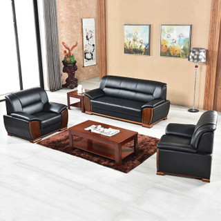 荣将 办公沙发茶几组合简约现代木质沙发商务办公室三人位沙发  单人位