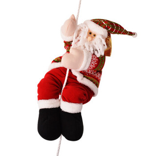捷昇 圣诞节装饰品 悬挂圣诞老人玩偶挂饰 圣诞树套装吊顶摆件玩具挂件圣诞气氛节场景装饰 爬绳老人小号