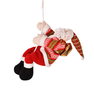 捷昇 圣诞节装饰品 悬挂圣诞老人玩偶挂饰 圣诞树套装吊顶摆件玩具挂件圣诞气氛节场景装饰 爬绳老人小号