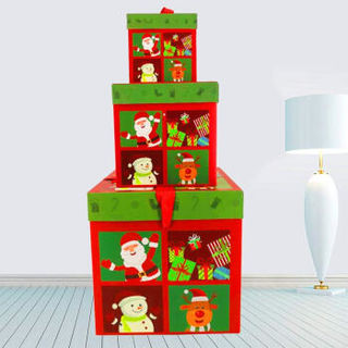 可爱布丁圣诞节装饰品镂空圣诞礼盒礼品盒圣诞树装饰用品酒店商场橱窗摆件老人款（新老包装随机）
