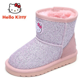 HELLOKITTY 童鞋女童雪地靴 冬季新款儿童雪地靴加绒保暖宝宝棉靴 K8646801粉色33