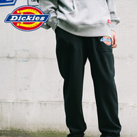 Dickies19秋冬新品 抓绒棉面料左腿logo印花卫裤 男式罗纹脚口长裤 卫裤男DK007020 黑色 S