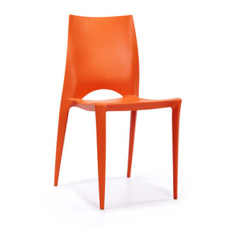 百思宜 现代简约咖啡厅靠背料椅餐厅等位椅可叠放椅子 桔色