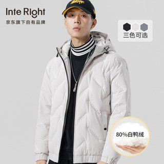 INTERIGHT 羽绒服男短款2019冬季新款加厚连帽开衫时尚休闲潮流保暖棉衣外套 WSL-639 米白 3XL