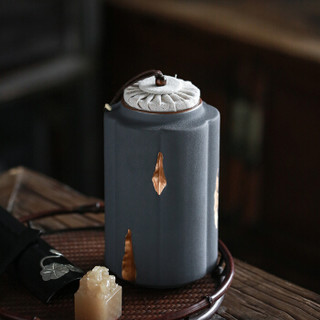 苏氏陶瓷 SUSHI CERAMICS 茶具配件日式描金茶叶罐陶瓷密封罐储物罐