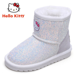 HELLOKITTY 童鞋女童雪地靴 冬季新款儿童雪地靴加绒保暖宝宝棉靴 K8646801白色27