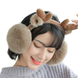 艾可娃 IKEWA ERZ003保暖耳罩女冬季可爱耳包卡通鹿精灵圣诞护耳折叠防寒耳罩 鹿卡其色