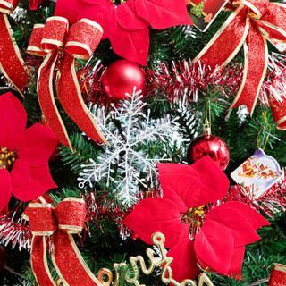 爸爸妈妈（babamama）圣诞树加密1.2米套装 圣诞节装饰品挂件礼物 220T豪华套装发光彩灯 红色 B9010