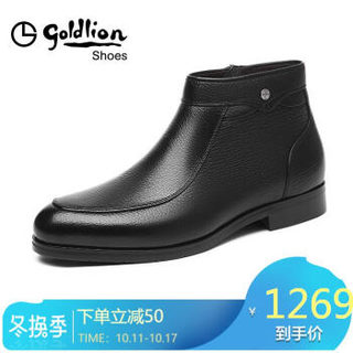 金利来（goldlion）男士都市正装时尚英伦休闲舒适保暖靴子58284010201A-黑色-37码