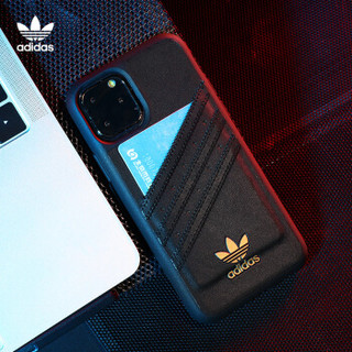 adidas（阿迪达斯）苹果新品iPhone 11手机壳 Pro Max 6.5英寸  Samba皮质卡槽款 三叶草系列-铠甲黑