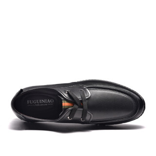 富贵鸟（FUGUINIAO）商务休闲鞋商务男鞋系带英伦男士休闲皮鞋A993702 黑色 39