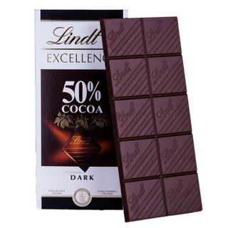 德国产Lindt瑞士莲特级排装50％可可黑巧克力100g