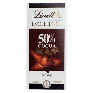 德国产Lindt瑞士莲特级排装50％可可黑巧克力100g