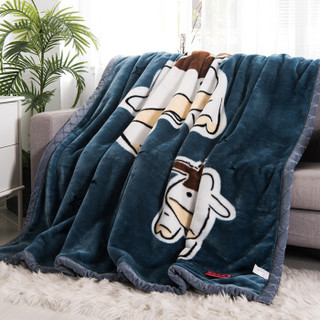 九洲鹿 加大加厚双层盖毯6.6斤拉舍尔毛毯 200*230cm 秋冬保暖毯子床单冬季空调毯盖毯