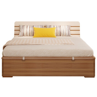 A家家具 床 北欧卧室家具储物高箱床 现代简约板木双人床 1.8米高箱床+床垫+床头柜*2 A008