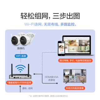 海康威视萤石200万无线监控套装8路4T硬盘 7台1080P智能双摄 暗光彩摄 客流统计H.265防水摄像头系统X5S+C3X