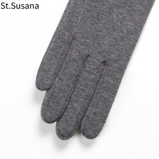圣苏萨娜手套女冬加绒保暖防寒触屏手套韩版时尚可爱户外开车手套SSN606 深灰色