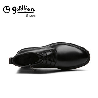 金利来（goldlion）男鞋商务休闲鞋舒适加绒保暖皮鞋51593045701A-黑色-40码