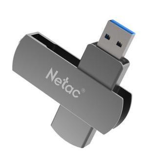 朗科（Netac）USB3.0 U盘U681 高速360旋转金属车载U盘加密闪存盘 铁灰色 16GB 单个装