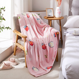 博洋家纺（BEYOND）床上用品 珊瑚绒毯子 学生儿童毯午睡毯宿舍单人盖毯 幸福草莓  120*150cm