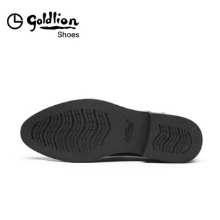 金利来（goldlion）男鞋正装商务休闲鞋舒适透气编织压花皮鞋57191018601A-黑色-41码