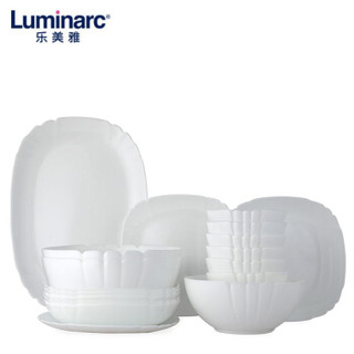 乐美雅（Luminarc）露特莎白玉餐具18件套 碗碟餐具套装 钢化玻璃餐具组合LC-S115G